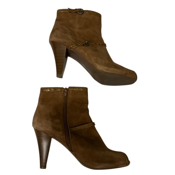 Worthington Brown Suede Peep Top Ankle Boot, Size 9.5M - Picture 4 of 6